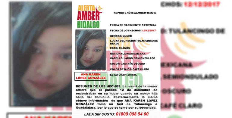 Activan Alerta Amber Por Menor Desaparecida En Tulancingo