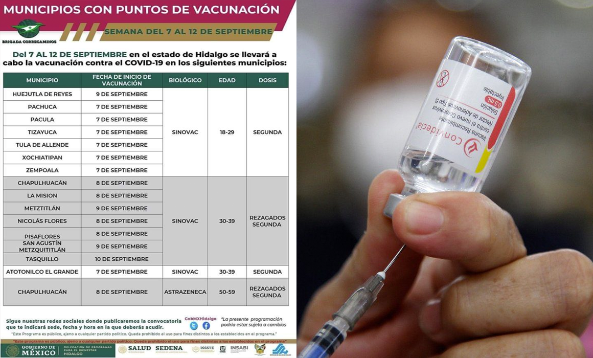 Disseminates Bienestar Hidalgo vaccination schedule;  then delete it