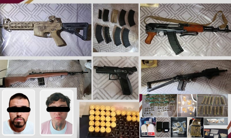 Decomisan armas, droga y detienen a 2 tras operativo en Pachuca